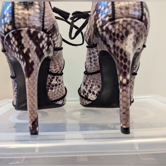 Zara Basic Collection Snake Skin Lace Up Heels 37 - Picture 14 of 17